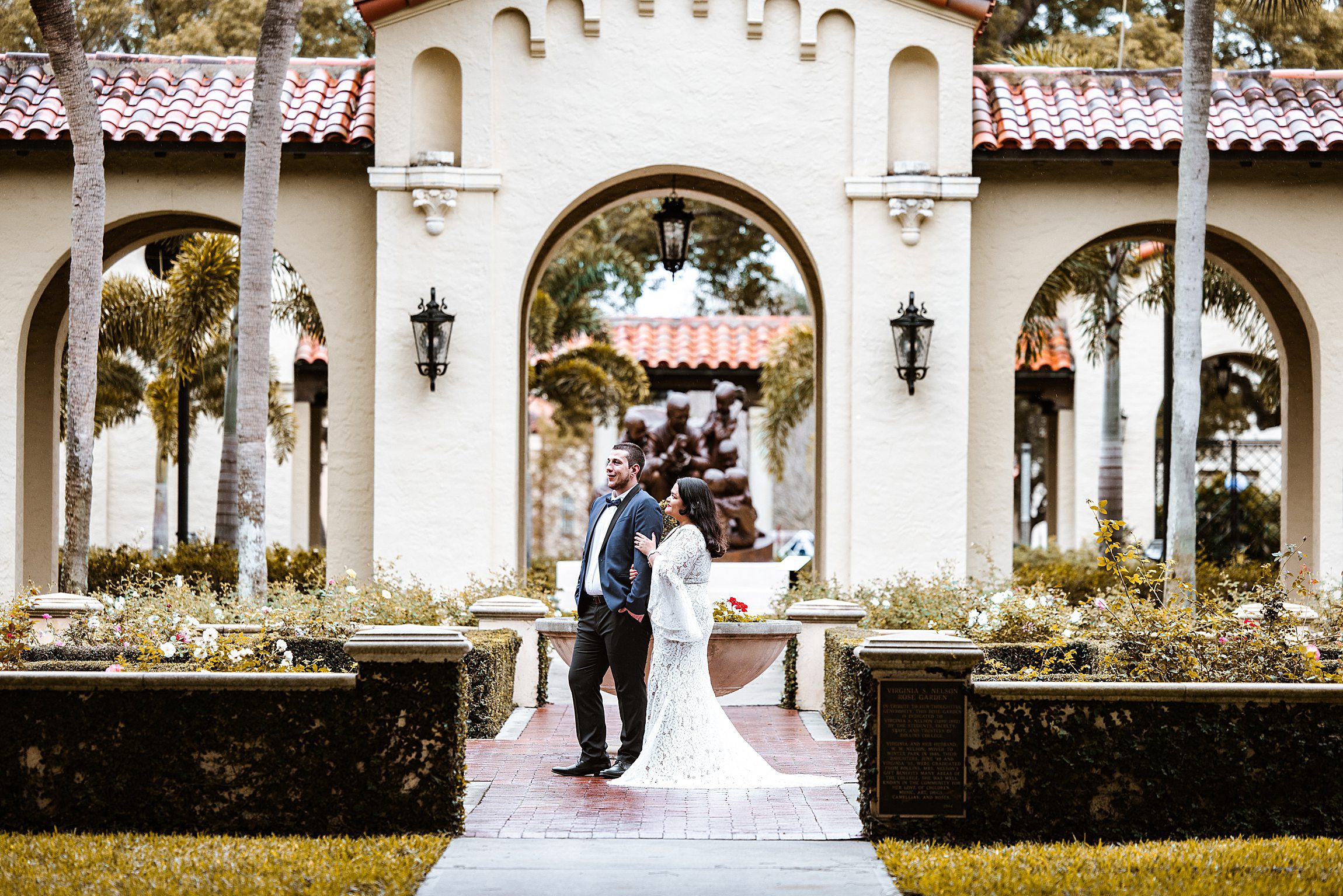 couple poses after their courthouse wedding in winter park florida
