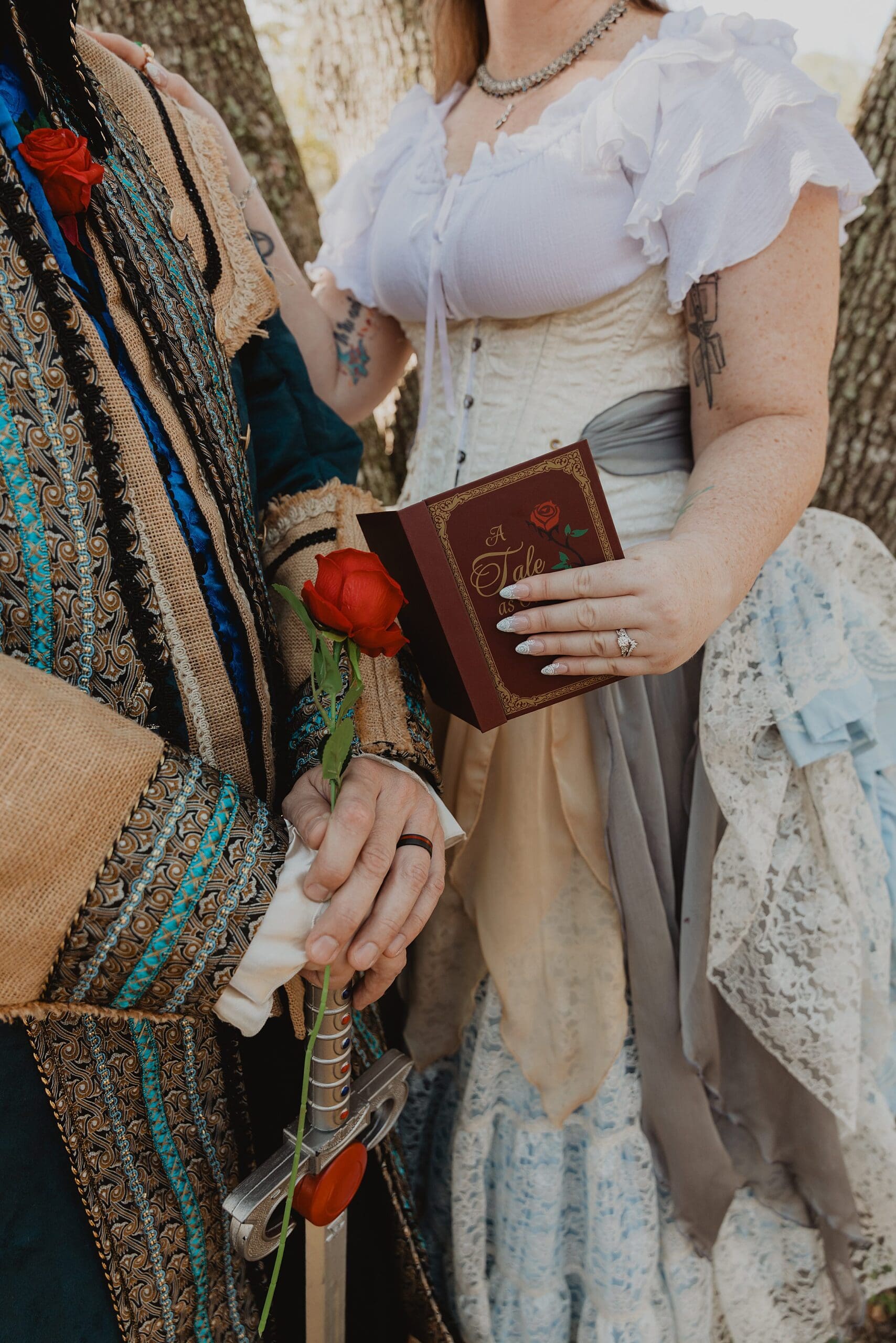 bride and groom in renaissance attire at their wedding at the Lady of the Lakes Renaissance Faire near Orlando, Florida, captured by Gracie May Photography