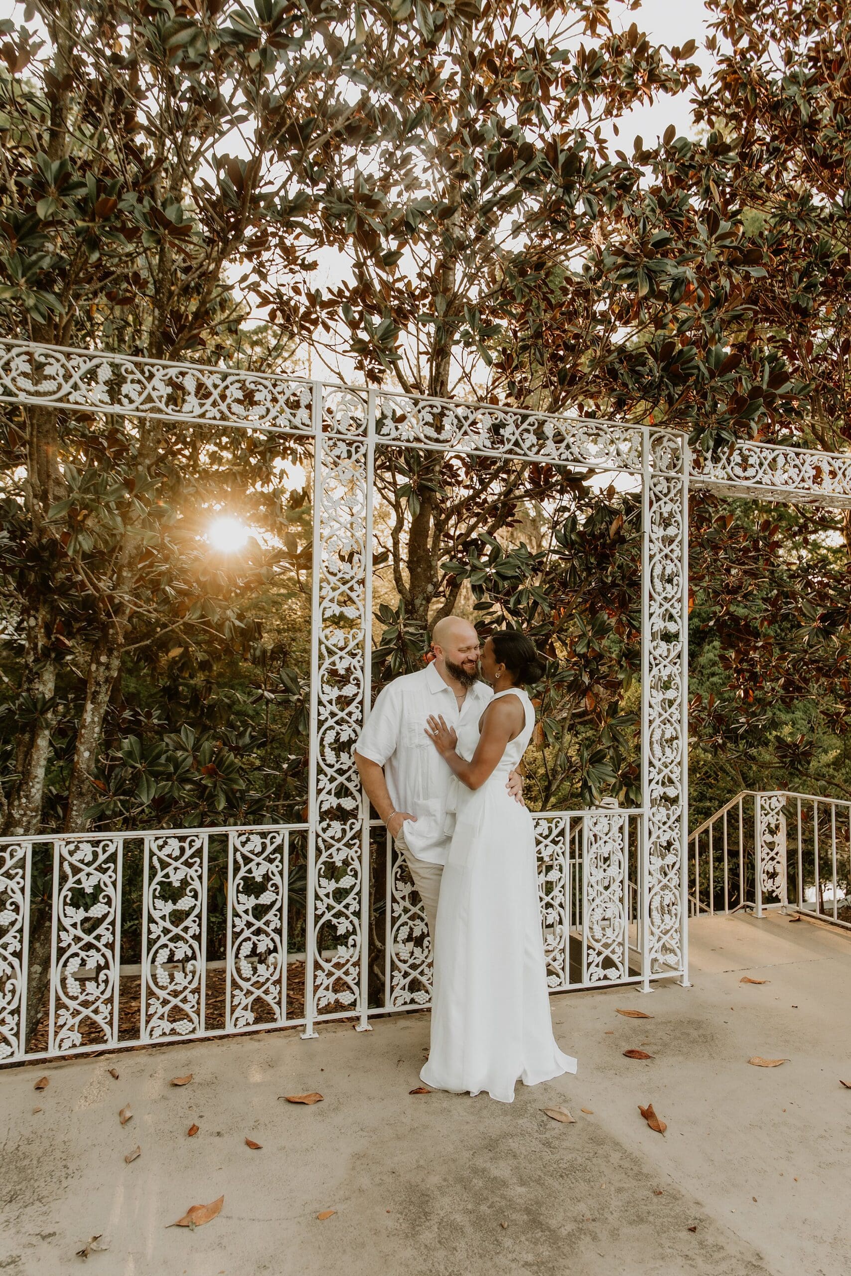 a couple during their elopement wedding at mead botanical garden in winter park