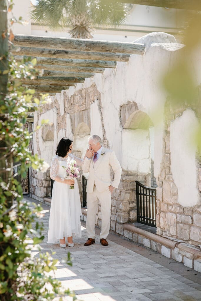 bride and groom portraits after a wedding ceremony at Sumter County Clerk's Office in the Villages Florida, captured by Gracie May Photography