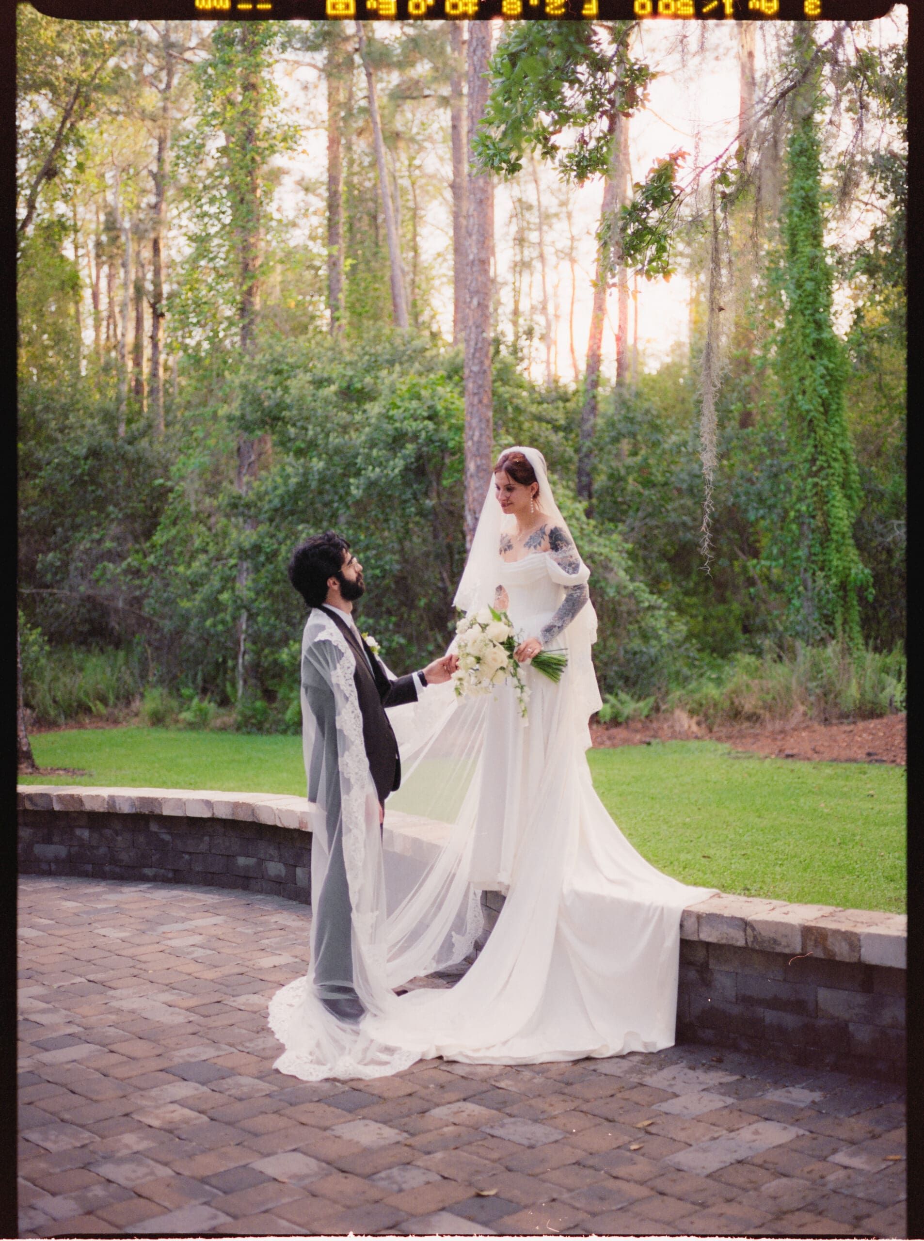 medium format film photo of a wedding at the venue at gentry pines 
