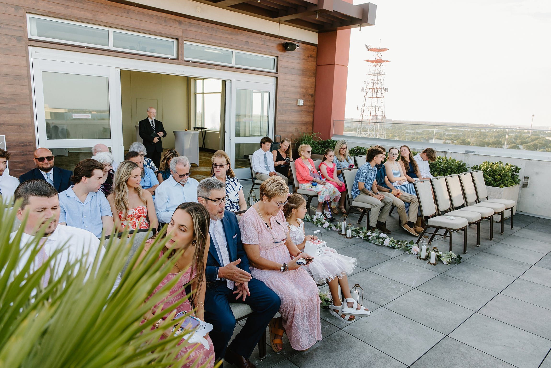 a view of the rooftop wedding ceremony space attached to the new horizons ballroom at the hotel melby 