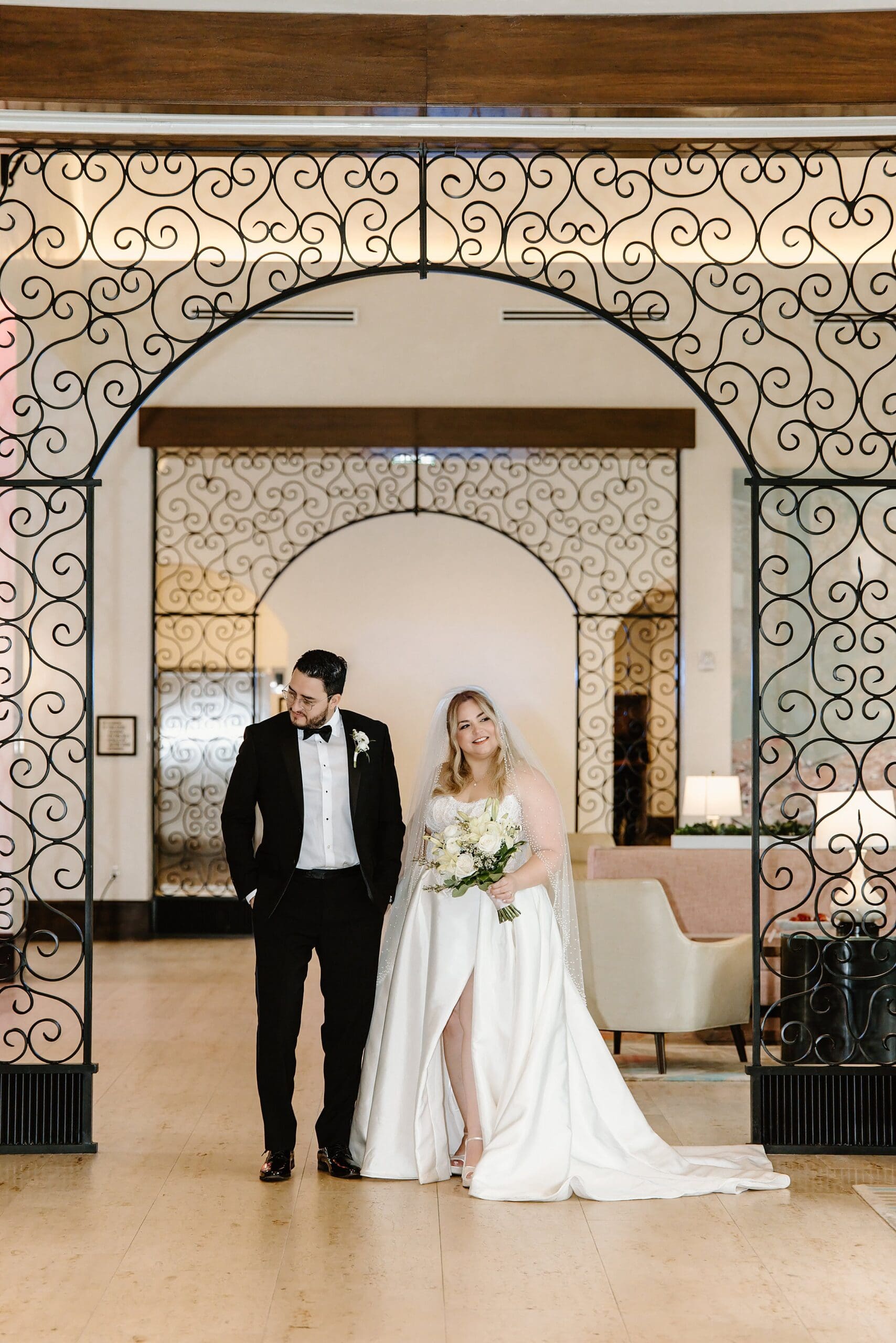 couple during their photo session after their intimate wedding at the alfond inn in winter park
