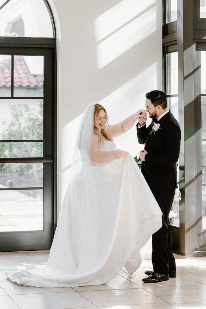 bride and groom during their first dance for their intimate wedding at the alfond inn in winter park